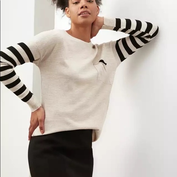 Striped Sleeve Knit Sweater - Picture 4 of 5